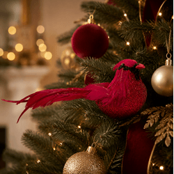 Enfeite Natalino Pássaro Vermelho Brilho Luxo - 41... - BARBIZAN DECORE