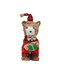 Urso Natalino em Palha Natural C/Presente e Gorro ... - BARBIZAN DECORE