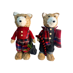 Casal De Ursos Natal Xadrez 37cm Decoração Natal P... - BARBIZAN DECORE