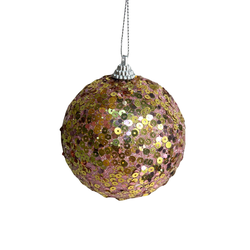 Jogo De 3 Bolas De Natal Rosa Brilho Lantejoula Do... - BARBIZAN DECORE