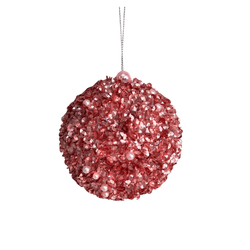 Jogo De 3 Bolas De Natal Rosa Brilho Lantejoula 10... - BARBIZAN DECORE