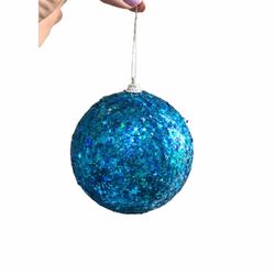 Jogo 3 Bolas De Natal Glitter Azul Tok Da Casa 10c... - BARBIZAN DECORE