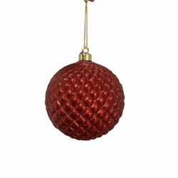 Jogo 3 Bolas Decorada Vermelho Brilho 10cm Natal F... - BARBIZAN DECORE