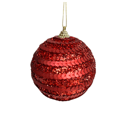 Jogo De 3 Bolas De Natal Vermelho Brilho Lantejou... - BARBIZAN DECORE