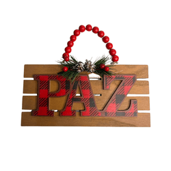 Placa Decorativa Natal Árvore Guirlanda Paz Pinha ... - BARBIZAN DECORE