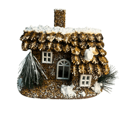 Casinha Decorativa Natal Nevada com Pinhas - 4126 - BARBIZAN DECORE