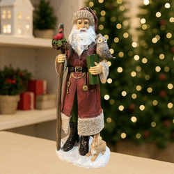 Papai Noel Em Resina Com Pássaros E Presente Tok D... - BARBIZAN DECORE