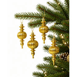 Enfeite Pendente Natal Decoração Dourado 4 Unidade... - BARBIZAN DECORE