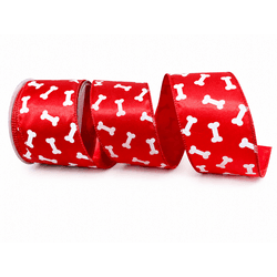 Fita De Natal Vermelha 6,3cm Com Ossinhos 9,14mts ... - BARBIZAN DECORE