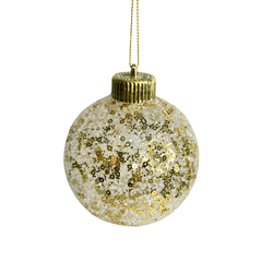 Jogo De 3 Bolas De Natal Brilho Branco e Dourado 1... - BARBIZAN DECORE