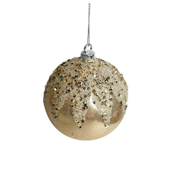 Jogo De 3 Bolas De Natal Champagne Detalhes Brilho... - BARBIZAN DECORE