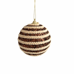 Jogo 3 Bolas Decoradas Brilho Marrom Tecido Off 10... - BARBIZAN DECORE