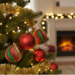 Jogo 4 Bolas De Natal Vermelha Fosca E Texturizada... - BARBIZAN DECORE