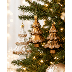 Enfeite Pingente Pinheiros Brilho Luxo Natal Color... - BARBIZAN DECORE
