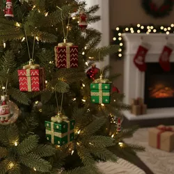 Enfeite Caixa Presentes Natal Decoração Colorido 4... - BARBIZAN DECORE