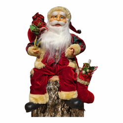 Papai Noel Sentado Xadrez Saco de Presente E Bota ... - BARBIZAN DECORE