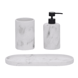 Kit Lavabo Banheiro 3 Peças Branco Marmorizado Mar... - BARBIZAN DECORE