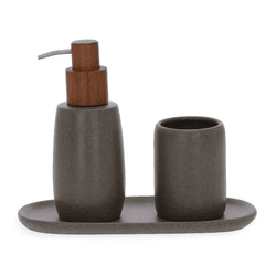 Kit 3 Peças em Poliresina Para Banheiro Cinza Mart... - BARBIZAN DECORE