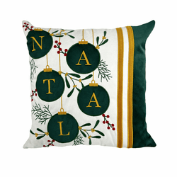 Almofada Veludo Natal Bordada Noel Decortextil - 4... - BARBIZAN DECORE