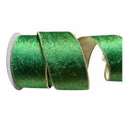 Fita Natalina Aramada 6,3cm Veludo Verde Com Doura... - BARBIZAN DECORE