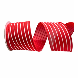 Fita Natalina Aramada 6,3cm Vermelho Listra Branca... - BARBIZAN DECORE