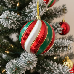 Bola De Natal Decorada Colorida Listras 2 Unidades... - BARBIZAN DECORE