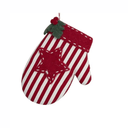 Enfeite De Pendurar Natal Luva Vermelho E Branco B... - BARBIZAN DECORE