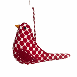 Enfeite Pendurar Pássaro Listras Vermelho E Branco... - BARBIZAN DECORE