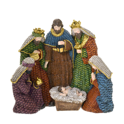 Presépio De Natal Em Resina Colorido Decoração Lux... - BARBIZAN DECORE