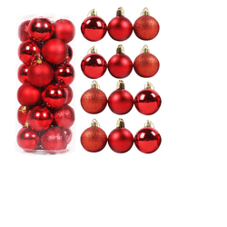 Bola De Natal 50 Unidades Vermelha 6cm Mista Glitt... - BARBIZAN DECORE