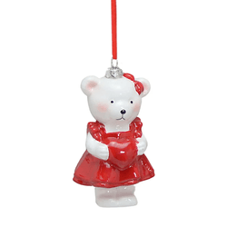 Enfeite De Pendurar Natal Ursinha Coração - 42249 - BARBIZAN DECORE