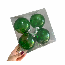 Jogo 4 Bolas Translucida Verde 10cm 4 Unidades Cro... - BARBIZAN DECORE