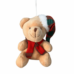 Ursinho Pendurar Bege Com Xadrez Cachecol E Gorro ... - BARBIZAN DECORE