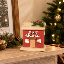 Casinha Decorativa Natal Led Merry Christmas Verme... - BARBIZAN DECORE