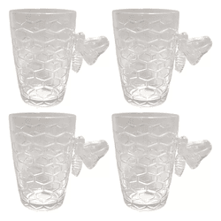 Jogo De 4 Canecas De Vidro Bee Incolor 200ml Hausk... - BARBIZAN DECORE