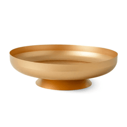 Centro de Mesa em Metal Redondo Dourado com Pé - 4... - BARBIZAN DECORE
