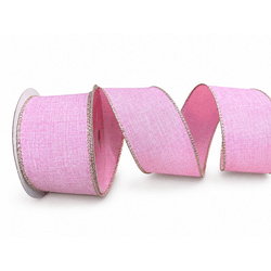 Fita Aramada Natal 6,3cm Rosa Detalhes Dourado 9,1... - BARBIZAN DECORE