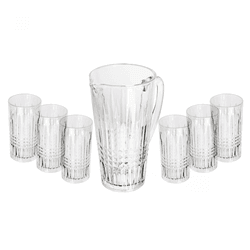Conjunto Jarra com 6 Copos de Vidro Queen 1,5L/320... - BARBIZAN DECORE