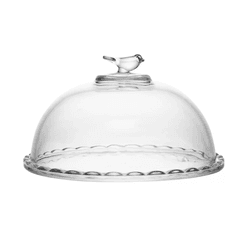 Queijeira Bird 20cm com Tampa Cristal Ecológico Wo... - BARBIZAN DECORE