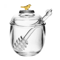 Meleira com Pegador e Tampa Golden Bird 150ml Cris... - BARBIZAN DECORE