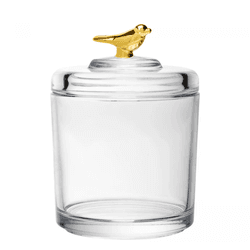 Pote com Tampa Golden Bird 8,5cm x 8,5cm x 11,5cm ... - BARBIZAN DECORE
