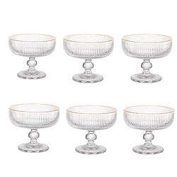 Jogo 6 Taças Sobremesa 310ml Cameratta c Borda Dou... - BARBIZAN DECORE