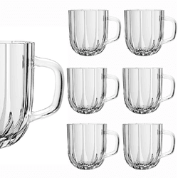 Jogo De 6 Canecas De Vidro Refinatto 280ml Transpa... - BARBIZAN DECORE