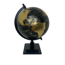 Globo Decorativo Base Resina Plástico E Metal Pret... - BARBIZAN DECORE
