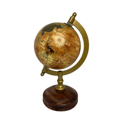 Globo Decorativo Base Madeira E Metal Dourado 22 C... - BARBIZAN DECORE