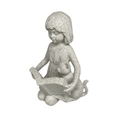 Escultura Decorativa Criança com Livro e Gatinho -... - BARBIZAN DECORE