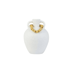 Vaso Rústico Branco com Colar em Cerâmica 20cm - 4... - BARBIZAN DECORE