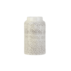 Vaso Padrão Quadrados Branco e Marrom 22 cm - 4335... - BARBIZAN DECORE