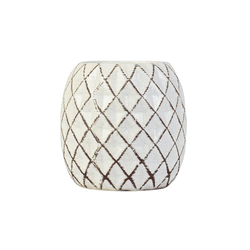 Vaso Branco Losangos Branco e Marrom 15 cm - 43360 - BARBIZAN DECORE