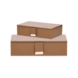 Kit 2 Caixas Decorativas / Organizadoras Em Pu Mar... - BARBIZAN DECORE
